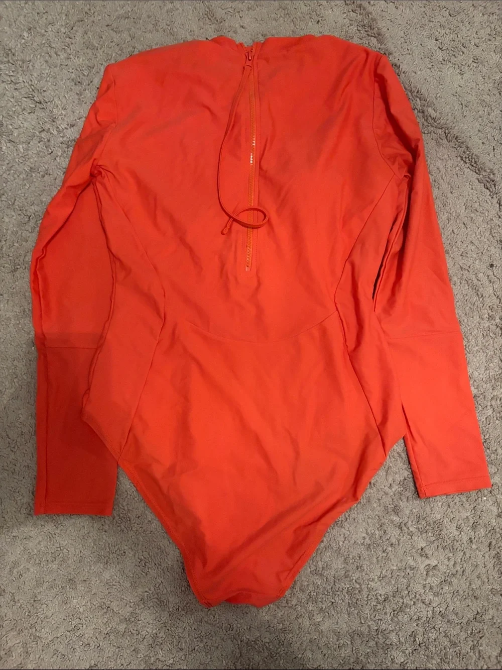 Long-Sleeve One-Piece Swimsuit in Bright Orange